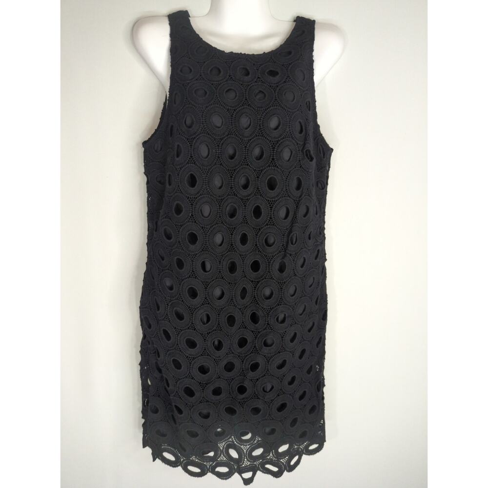 Rebecca Moses Women's Sleeveless Round Neck Sheath Mini Dress Black Size 8 NWT‎